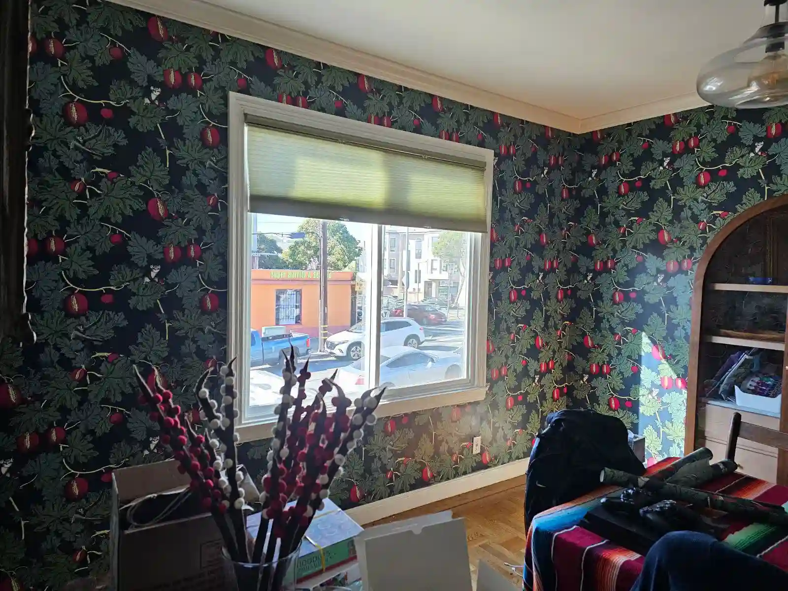 Commercial wallpaper installation in an office building in New York