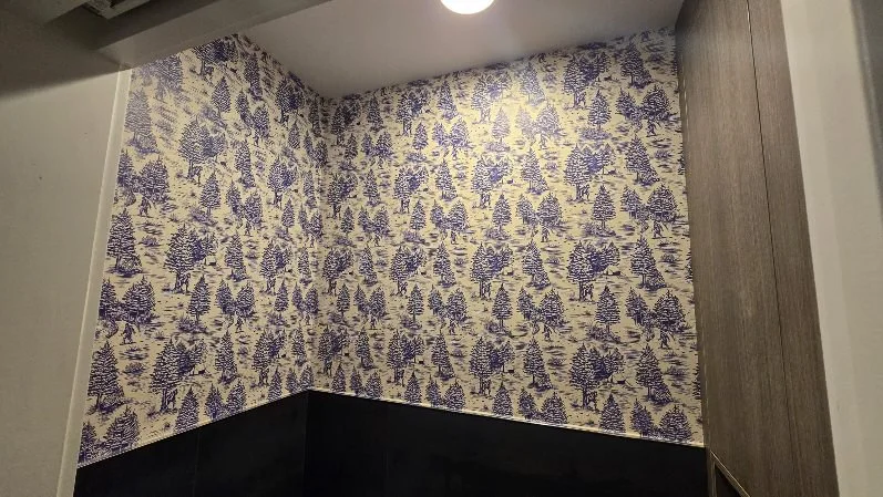Residential wallpaper installation in a living room in New York