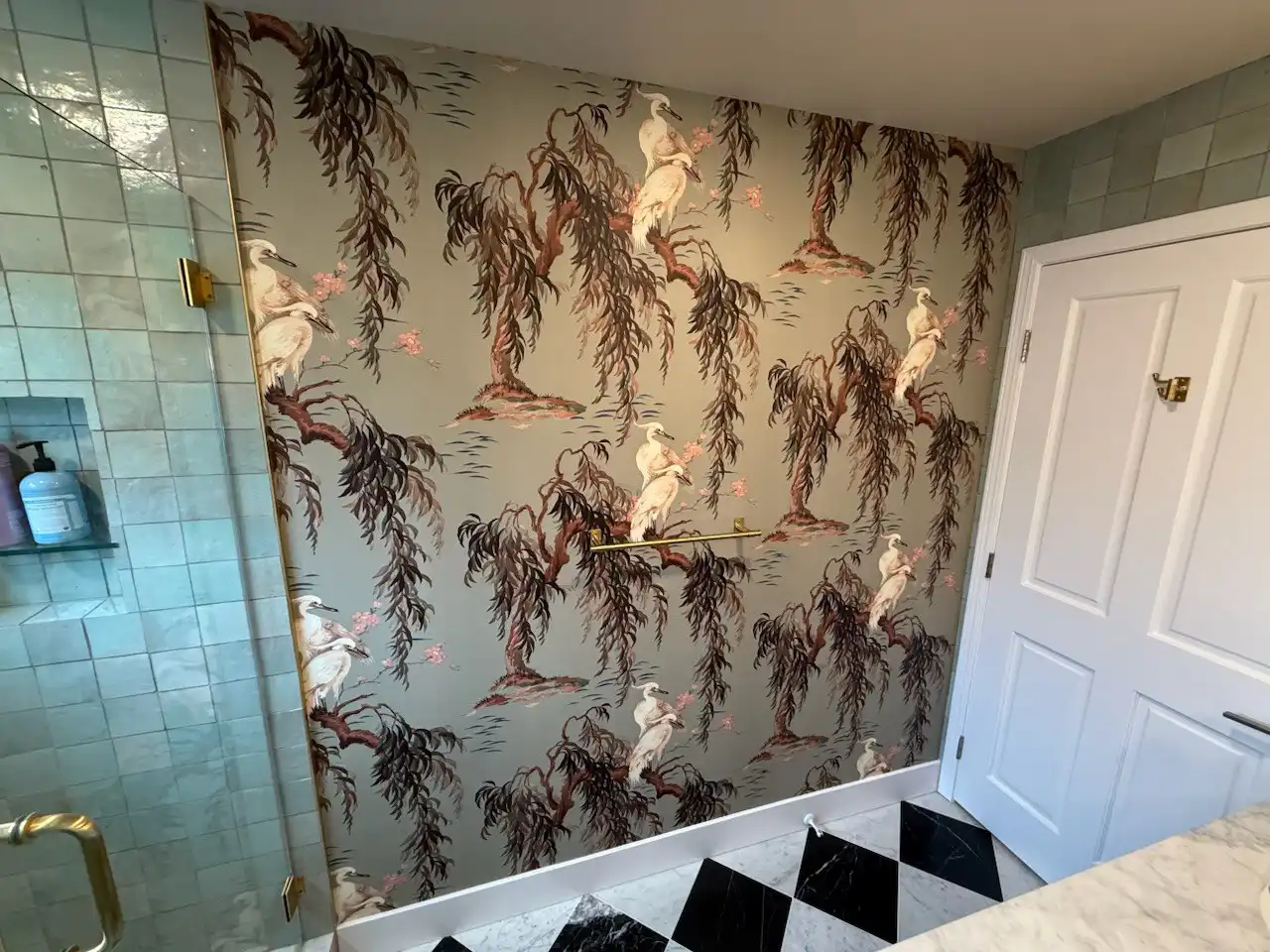 Wallpaper pattern closeup showing detailed craftsmanship in New York installation